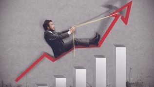 businessman rising graph