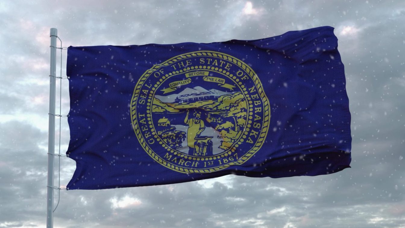 nebraska flag snowy