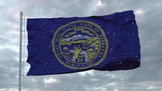 nebraska flag snowy